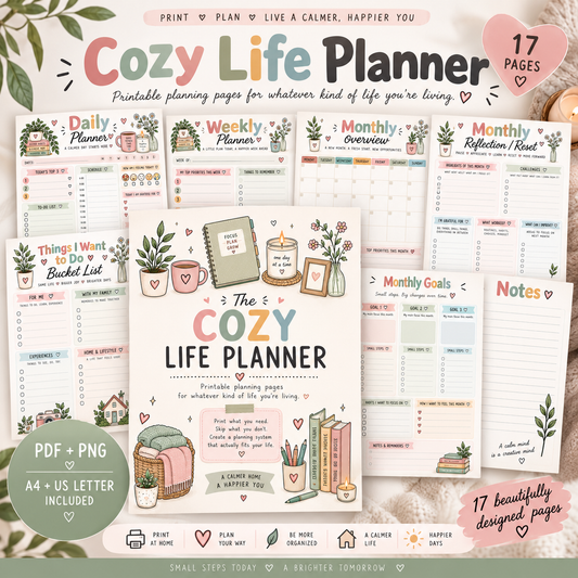 Cozy Life Planner – Printable Daily, Weekly & Monthly Planner
